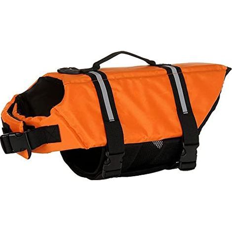 Dog Life Jacket Safety Coat Swimming Life Jacket for Flotation with Handle for Small Dog Large Dog Orange M (1/5)