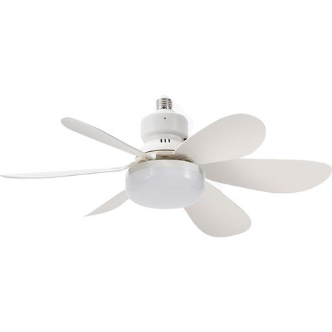 Ventilateur Plafond avec Éclairage - Base E27 - Réglage Continu de la Luminosité 3000K à 6000K - 3 Vitesses - Télécommande - Minuterie 1/2/4 h - Pour Garage Salle de Bain Chambre Cuisine - 1 Pièce (1/5)