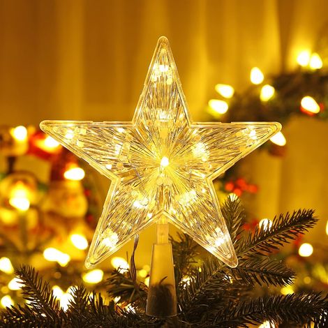 Topper étoile sapin Noël 11 LED 19,4 cm, lumière blanche batterie intérieur/extérieur (1/4)