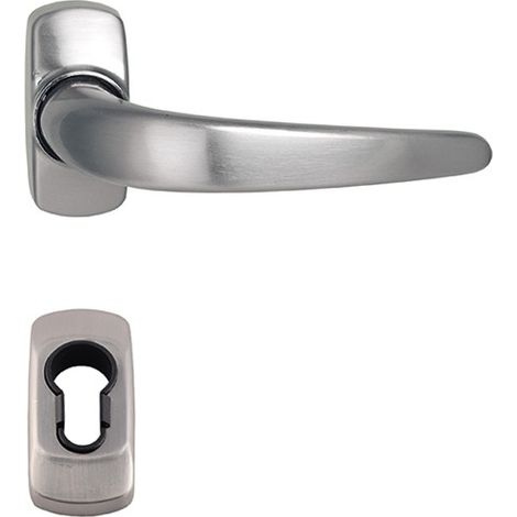 Maniglia per Porta Su Rosette, KLOSE, modello "STELUS" + 2 Rosette a Cilindro colore acciaio inox