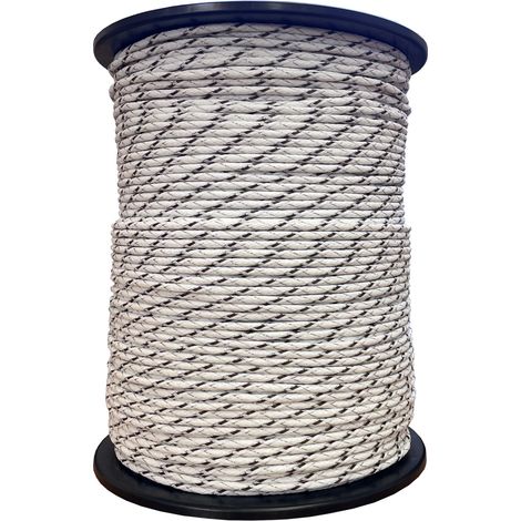 Weidezaunseil Premium - weiß/braun - 500 m, 11 Leiter (1/2)