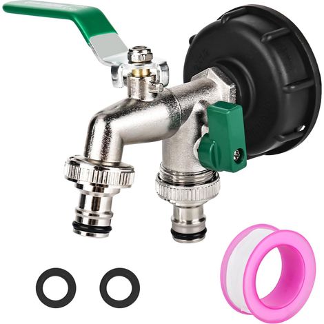 Accessoires de réservoir IBC - Robinet de sortie IBC - 1000 litres - En alliage - Pour réservoir d'eau, tonneau de pluie, robinet, réservoir d'eau de pluie (1/5)