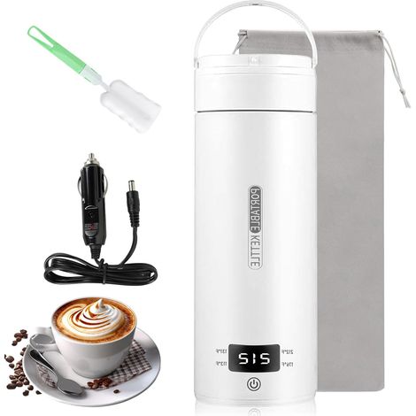 Bouilloire électrique portable 500 ml en acier inoxydable, idéale pour les voyages, le camping, la maison et le bureau. Elle dispose de 4 réglages de température. (1/5)