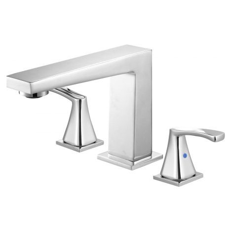 Mitigeur de Baignoire Romaine, Robinet de Baignoire 3 Trous avec 2 Poignées, Ensemble de Robinetterie de Bain à Montage sur Pont, Bec à Angle Droit, pour Salle de Bains Maison, Argenté (1/3)