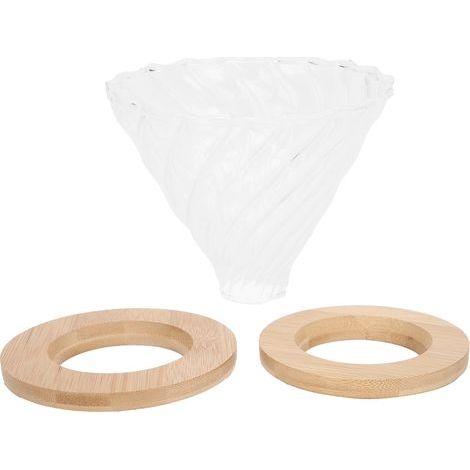 Porte-filtre à café verseur en céramique avec support en bois pour infusion douce, accessoire de cafetière pour maison et bureau (1/5)