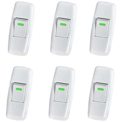 CSPARKV 3x6.5cm 6 Pack Lamp Switch, Torpedo Switch, Cord Line Switch, Bedside Lamp Switch, Inline Rocker Switch for Nightstand Table Lamp On/Off Button Replacement