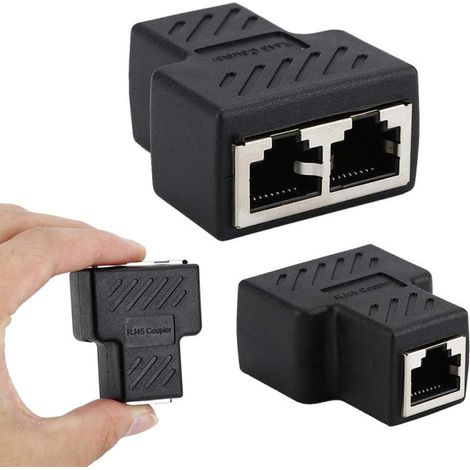 Coupleur Rj45 - 1 Entrée vers 2 Sorties Femelles - Blindé - Pour Câbles Ethernet Lan - 2 Pièces (1/5)
