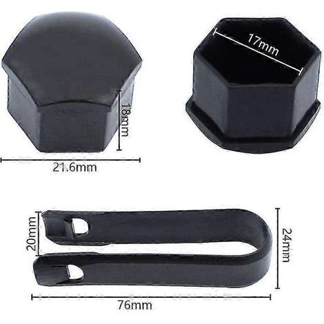 Cache-écrous de roue (20 pièces), 17 mm, avec outils, universels pour toutes marques de voitures, en plastique, protection pour écrous de roue. (1/4)