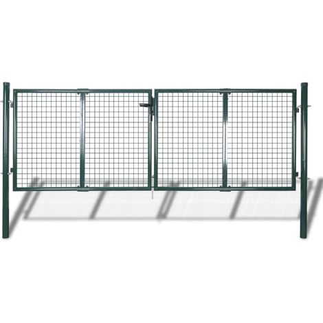 Portail de clôture en grillage galvanisé 289 x 75 cm – Acier traité contre la corrosion – Charnière de boulon incluse – 3 clés fournies – Nova