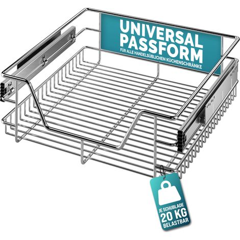 CASARIA® Pull Out Telescopic Kitchen Drawers  For 30/40/50/60cm Units  Chrome-Plated  20kg Load Capacity  Pull-Out Basket Telescopic Cabinet Shelf Organiser Dividers Storage Space  40cm Wide cabinets