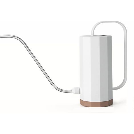 Arrosoir en acier inoxydable avec long bec, grand pot de jardin à poignée ergonomique, couleur blanc ivoire. (1/5)
