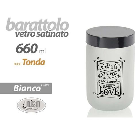 1 Barattolo Contenitore da Cucina in Vetro Satinato Bianco 600 cc 15 cm (1/3)
