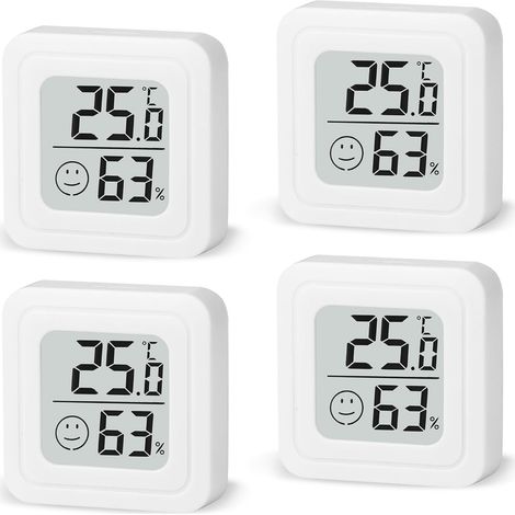 Juego de 4 mini termómetros e higrómetros digitales para interiores con monitor de temperatura y humedad de alta precisión, indicador de nivel de termohigrómetro para el hogar, el dormitorio y la habi