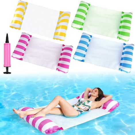 Floating Inflatable Hammock, Inflatable Pool Mattress, 4 in 1 Inflatable Pool Hammock, Water Hammock with Hand Pump Included, for Pool and Beach (1/5)