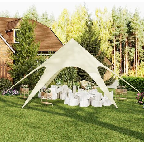 Tente de jardin XXL en étoile bâche anti-pluie voile d'ombrage 10 x 10 x m 4 polyester haute densité 210D beige