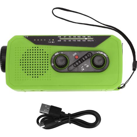 Radio de secours solaire et manivelle avec lampe torche LED, 2000mAh, idéal pour camping et randonnée, type UE. (1/5)