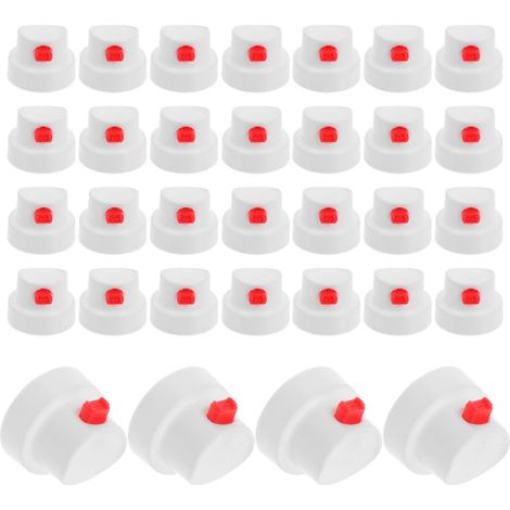 Lot de 40 Buses de Peinture en Plastique Pe Blanches pour Pulvérisateur Aérosol, Forme en Éventail, Couverture, Solide, pour Réparations Automobiles et Graffiti (1/5)