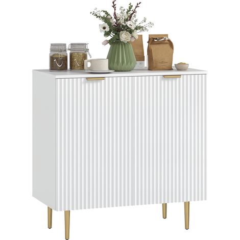 Buffet Cuisine, Meuble de Rangement avec 2 Portes, Étagère Réglable, Pieds Métalliques Surélevés, 80 x 40 x 80 cm, Blanc (1/5)