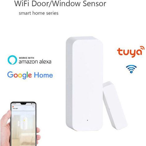 Sensore per porte e finestre Tuya WIFI Porta magnetica Smart Home Remote Home Antifurto per porte e finestre Prevenzione epidemie e allarme di isolamento-(Bianco)-1 pz