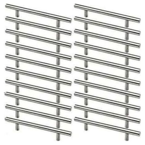 Stainless steel furniture handles, 20 pieces, kitchen cabinet handles, 128mm hole spacing, T-shaped brushed steel (1/4)