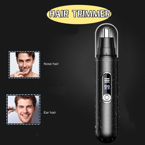 Nasenhaartrimmer für Männer – Elektrischer Nasenhaartrimmer – USB-aufladbar – LED-Anzeige – Wasserdicht – Ohrhaartrimmer – Unisex – Geeignet für Nasen- und Ohrhaare – Schwarz (1/5)