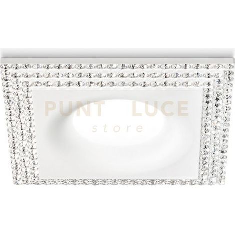 GFA211-  FARETTO DA INCASSO CON 3 STRISCE STRASS QUADRATO 9,9X9,9CM BIANCO 1 LUCE ATTACCO GU10