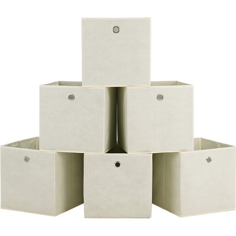 Trintion 6PCS Aufbewahrungsbox aus Vliesstoff Faltbare Aufbewahrungsbox für Snacks Aufbewahrungsbox für Kleidung für die Heimaufbewahrung Büro (Beige) (1/5)