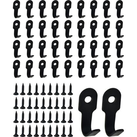 Lot de 40 Crochets Simples Noir, Crochet Mural Noir Crochet Mural a Visser Patère Noir, avec 40 Vis, Crochet en Acier Inoxydable Rétro Crochet Porte Manteau Mural pour Maison Bureau (1/5)