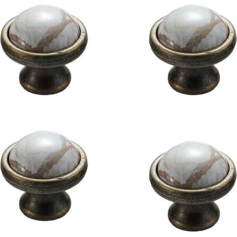 4 Pcs Ceramic Door Knobs, Vintage Chic Style Cabinet Drawer Pulls Handles, Bronze/Marble (1/3)