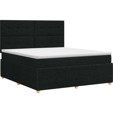 Maison Exclusive - Lit boxspring avec matelas Noir 140 x 190 cm Tissu (1/5)