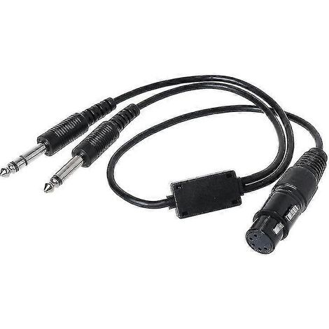 Casque d'aviation noir résistant, compatible avec adaptateur XLR vers GA (double prise), accessoire pour casque et écouteurs. (1/5)
