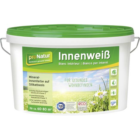 Pronatur Mineralfarbe Innenweiß 10 L weiß Wandfarbe (1/2)