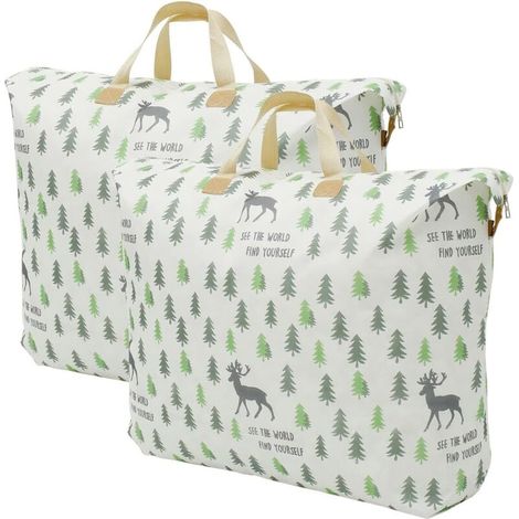 Grand sac de rangement pliable non tissé de 120 L avec fermeture éclair et poignée, pour literie imperméable (2 pièces) (1/4)