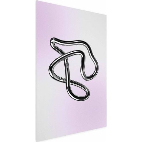 Póster - Intrincaciones plateadas - una figura metálica fluida sobre un fondo degradado (1/4)