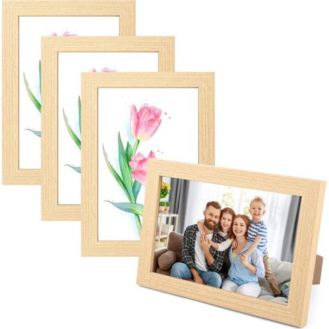 4 Pièces Cadre Photo 10x15cm, Bois, MDF, Classique, Vertical, Montage sur table (1/5)