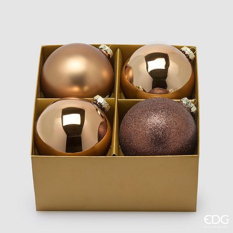 EDG Enzo De Gasperi Palline di Natale di Vetro Brown Mix diametro 10 cm - Confezione 4 pz (1/2)
