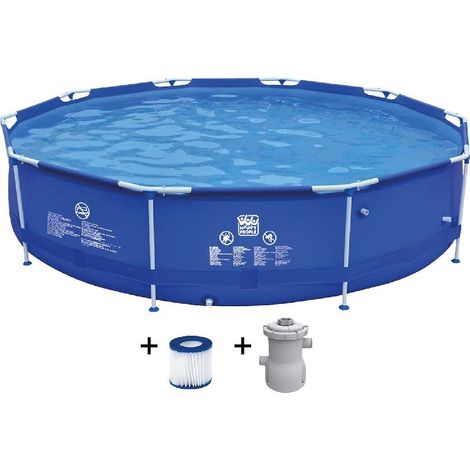 Stahlrahmen-Pool-Set mit Pumpe, Ø 360 x H 76 cm