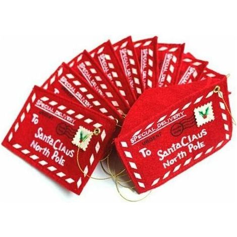 pair 10 pièces de pendentifs d'arbre de Noël, enveloppes de Noël non tissées, peuvent contenir des bonbons, des cartes de Noël, des décorations de Noël (1/5)
