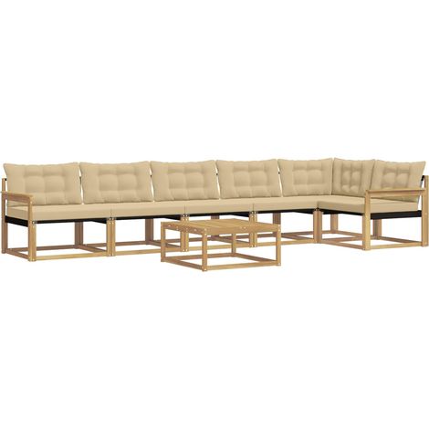 Set di divani da esterno 7 pz Bianco e Beige vidaXL (1/5)
