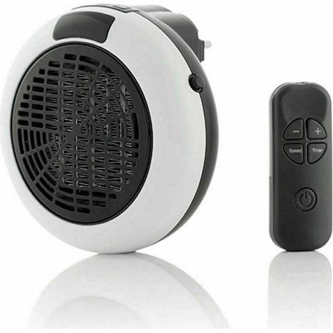 KZQ Electric Wall-Mounted Fan Heater - Plug-in Heater with Thermostat and Timer - Plug-in Heater with Remote Control, Living Room, Bedroom, Office - Ceramic - 600W - White (1/4)
