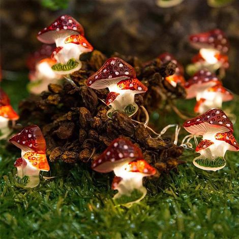 Guirlande lumineuse champignon 20 LED 2 m à piles Rouge/blanc (1/5)
