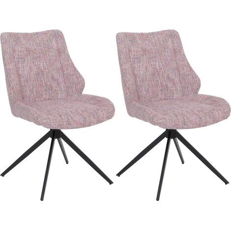 Set 2 sedie sala pranzo HHG-961, posizionamento automatico girevole, tessuto ciniglia (410g/m²) Oeko-Tex, rosa (1/5)