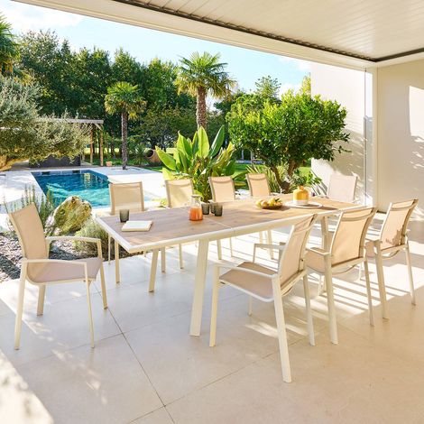 Table de jardin 10 places Pavane extensible argile - Hespéride