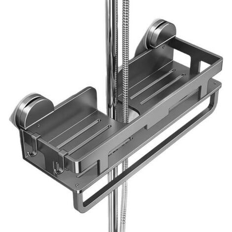 Duschablage ohne Bohren mit Seifenschale und Haken – praktische Badezimmeraufbewahrung, einfach zu montieren und platzsparend. (1/5)