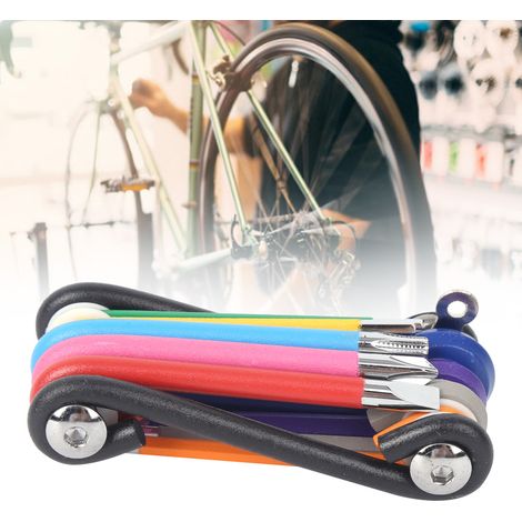 Kit d'outils de réparation multifonctions 9 en 1 pour vélos : clé hexagonale fendue, clé en croix et étoile (9 pièces) (1/5)