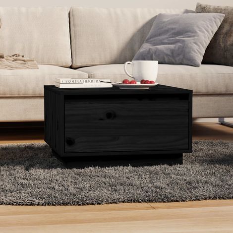 Table basse de salon, Table Café, Noir 55x56x32 cm Bois massif de pin OIB9442E (1/5)