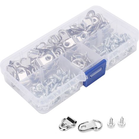 Kit de fixation pour cadres photo - Lot de 80 pièces avec anneaux D et crochets simples en fer (1/5)
