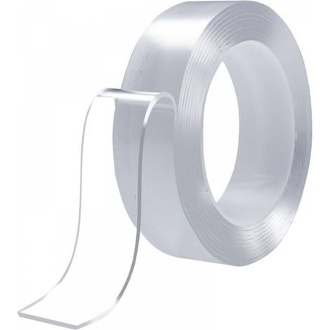 Ruban adhésif double face nano 1 mm d'épaisseur 30 mm de large 1 m de long 1 pièce avec colle magique adhésive transparente pour coller des objets (1/5)