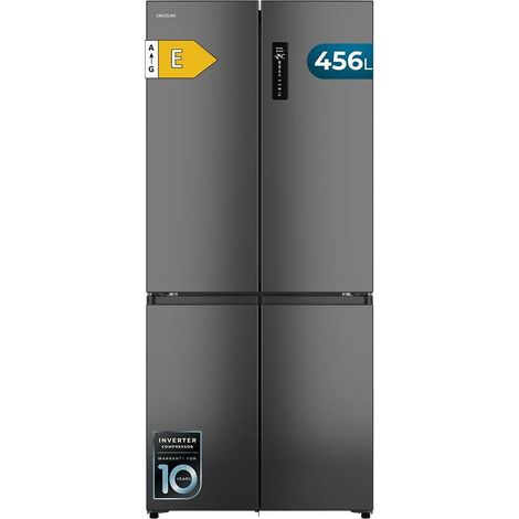 Cecotec Bolero CoolMarket FD 576 Inox E: French-Door-Kühlschrank im Edelstahl-Finish mit Super-Fassungsvermögen von 576 L, MetalFlex Cooling, Green HUB XL, Dual Green HUB, Metallgriffe, AuraLED.