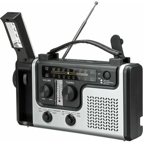 Radio Météo Solaire à Manivelle d'Urgence 1200 mAh - Poche Survie (1/5)